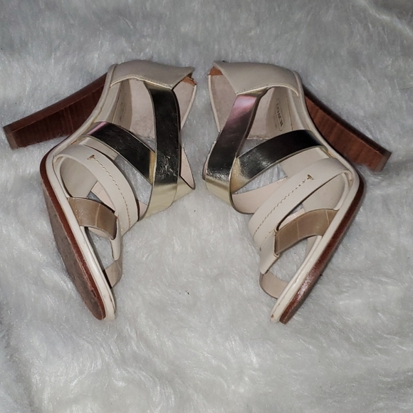 Coach Strappy Cream and Gold Heels - Picture 1 of 14